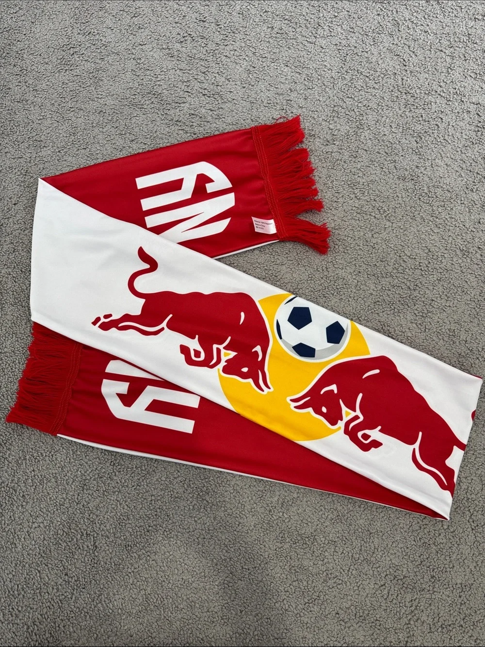 Red Bull Soccer Fan Scarf | Red & White Football Supporter Scarf